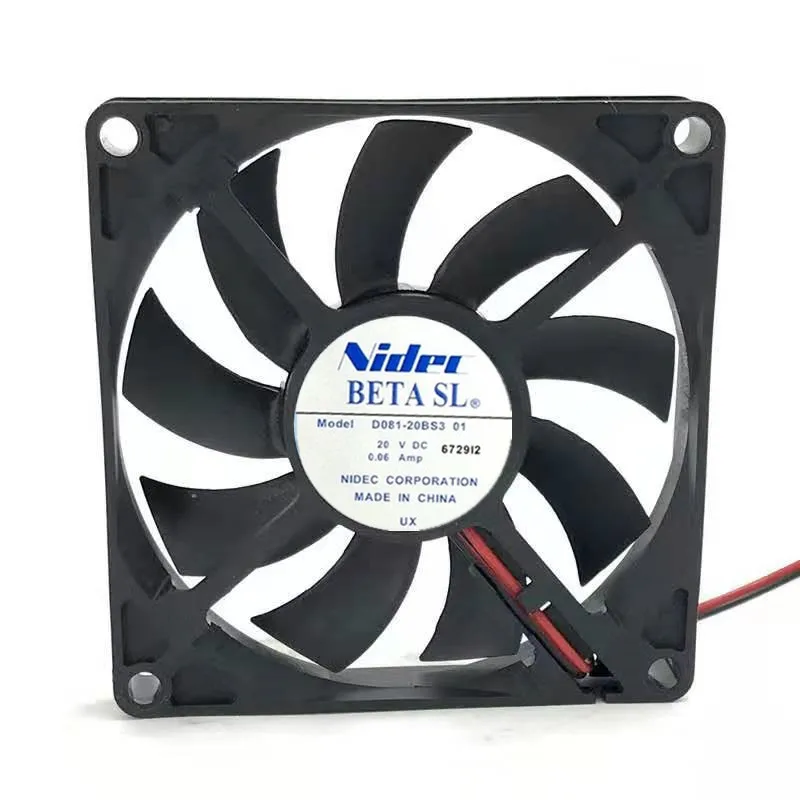 

Вентилятор охлаждения сервера Nidec D081-20BS3 01, постоянный ток 20 в, 0,06a, 80x80x15 мм, 2 провода