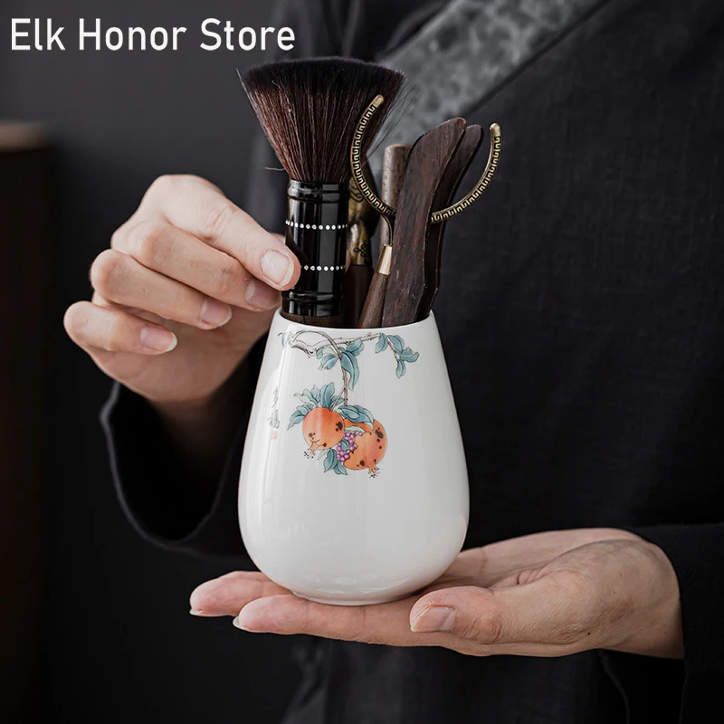 옥 도자기 다도 6 신사 세트 쿵푸 세라믹 차 세트 액세서리 차 홀더 차 공예 만들기 차 도구 행사 