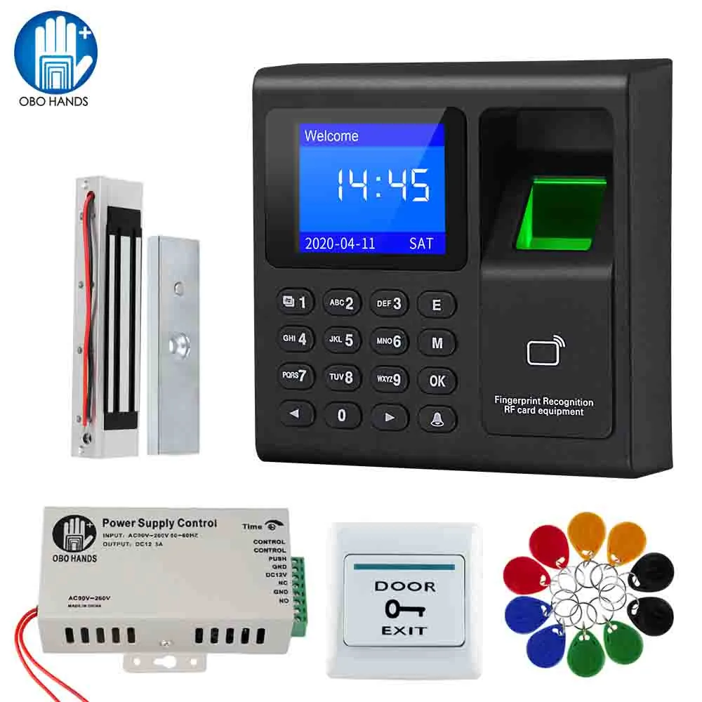 

1.8 inch Biometric Fingerprint Time Attendance System Biometric Software Frame Glass Door Set Electronic Magnetic Lock