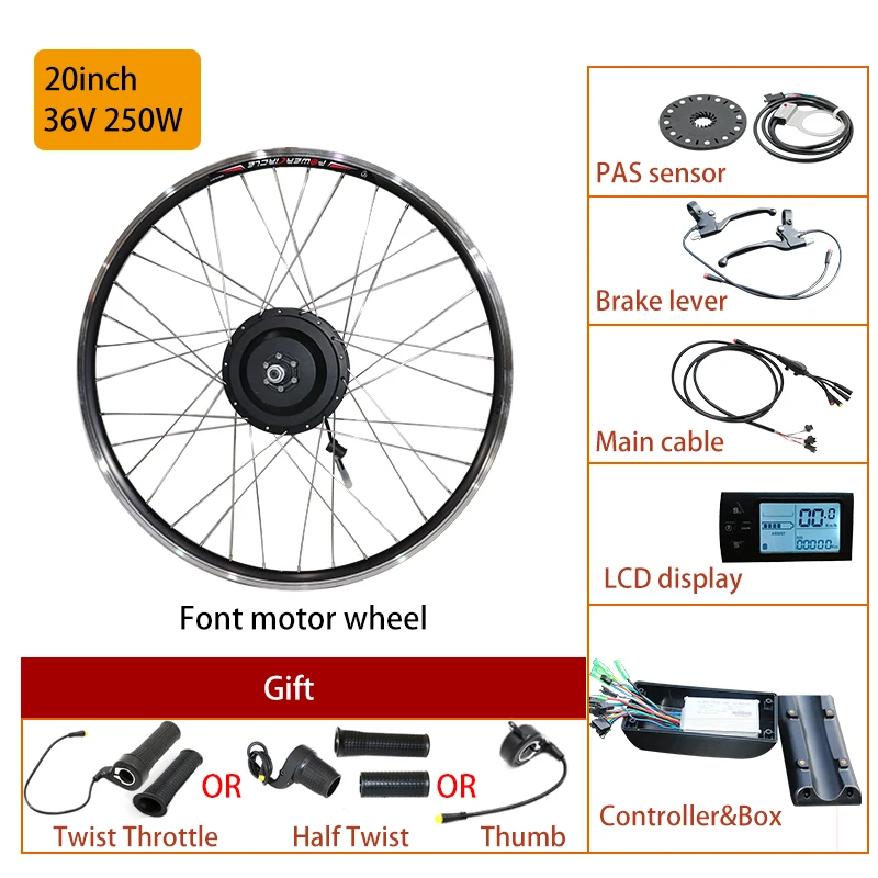 36V 250W 350W 500W Front Rear Hub Motor Wheel ebike Motor Kit Electric Bike Conversion Kit without Battery for 20'' 26'' 700C 28" Electric Bicycle eBIKE Conversion Kit Bicicleta Eletrica - Цвет: 20inch 250W Front