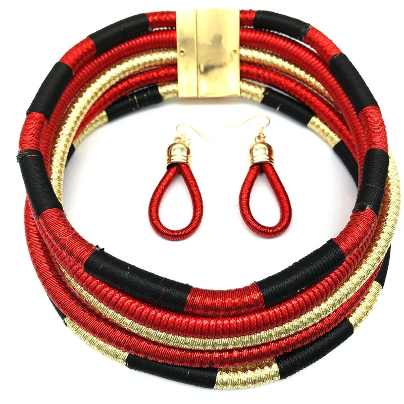 

Multi Layer Chokers Necklace & Pendant Magnet Button Mix Handmade Jewelry Statement Necklace Women Maxi Necklace Collar Red