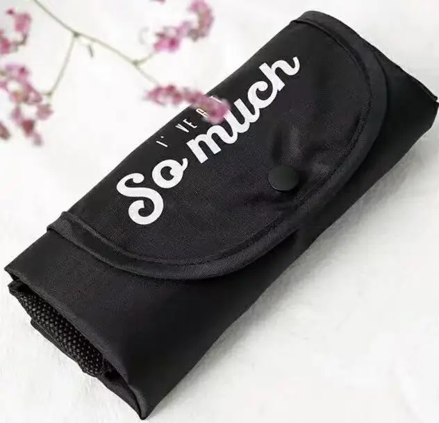 Черный Nylon Black Reusable Shopping Bags Women Foldable Tote Bag Portable Cloth Eco Grocery Bag Folding Large Capacity Handbags - Цвет: Черный