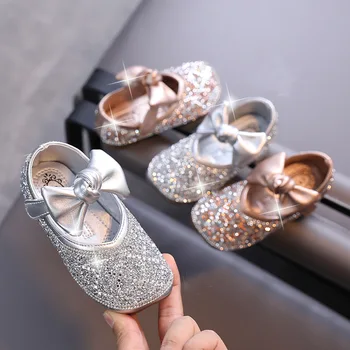 

Autumn Girls Casual Leather Shoes Rhinestone Princess Leather Shoes Baby Shoes 1-3 Children's Shoes