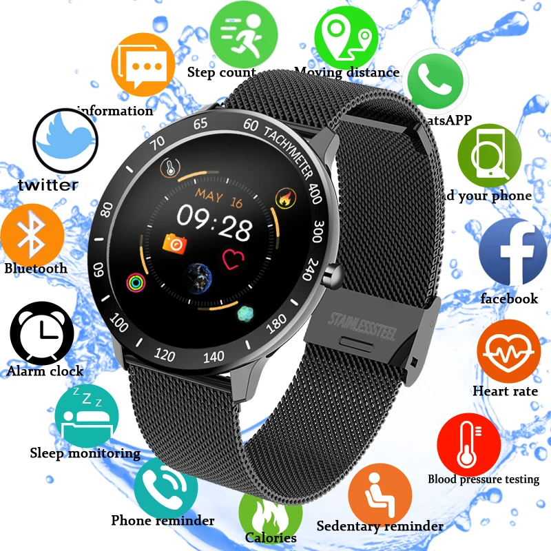 

LIGE 2020 New Smart Watch Men OLED Color Screen Heart Rate Blood Pressure Multi-Function Mode Sport smartwatch fitness Tracker