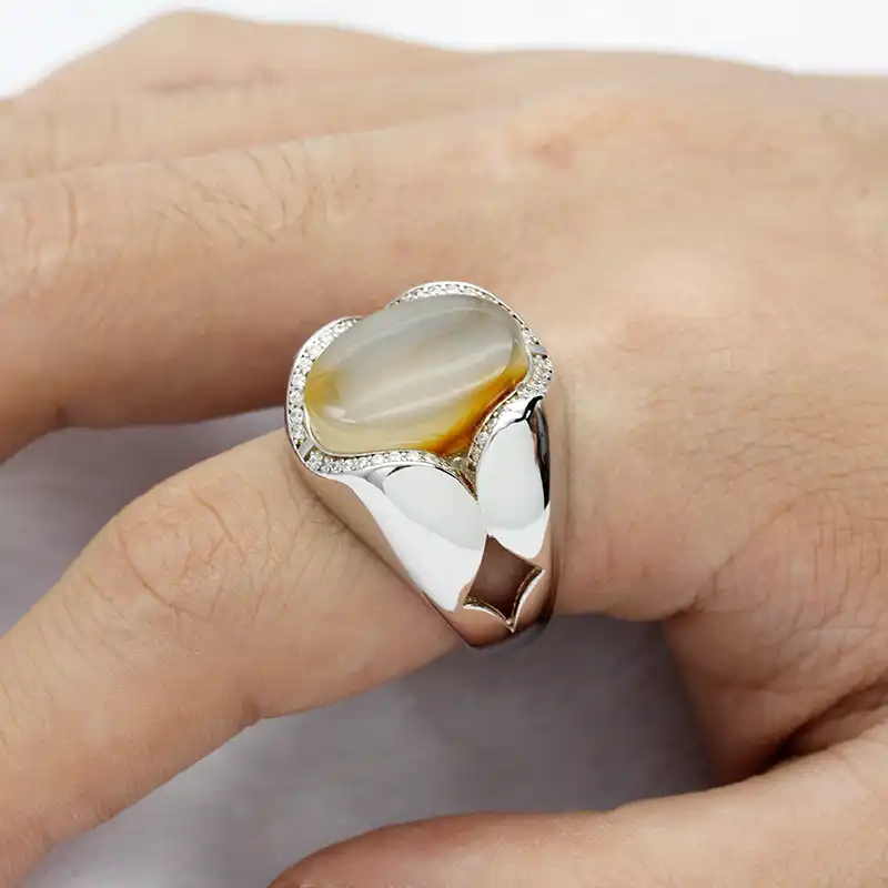 Turkish Handmade Jewelry 925 Sterling Silver Men Ring With Big Natural Onyx Stone Ring Thai Silver Ring For Male Women Gift Rings Aliexpress