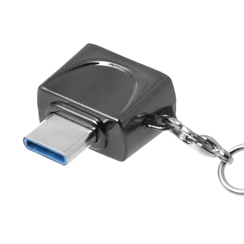 Мини металлический USB 3,1 type-C штекер к USB 2,0 Женский OTG адаптер данных с брелоком