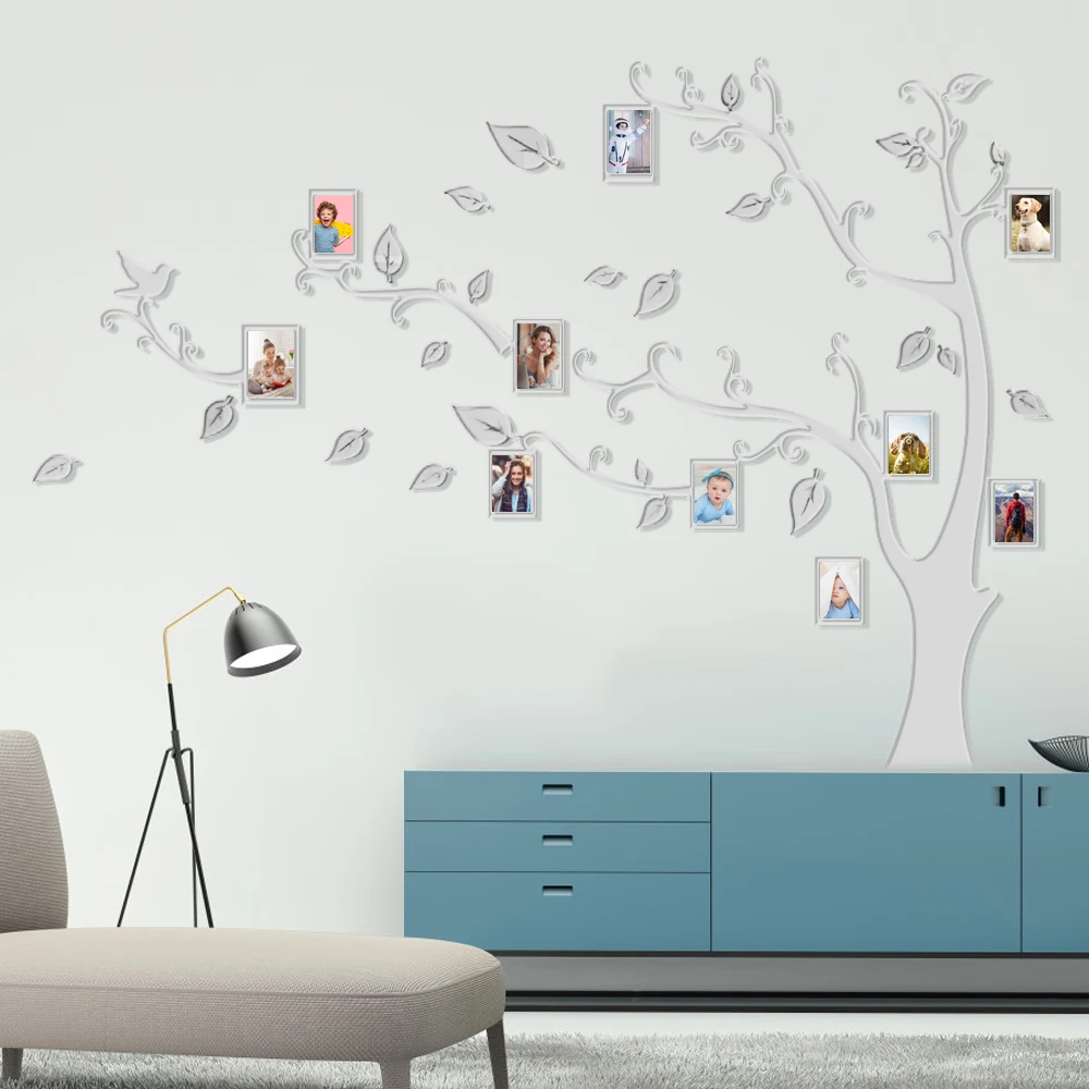 3D Acrylic Tree Family Photo Frame Wall Stickers Diy Paste On TV Background Poster Art Decals Home Decoration | Дом и сад