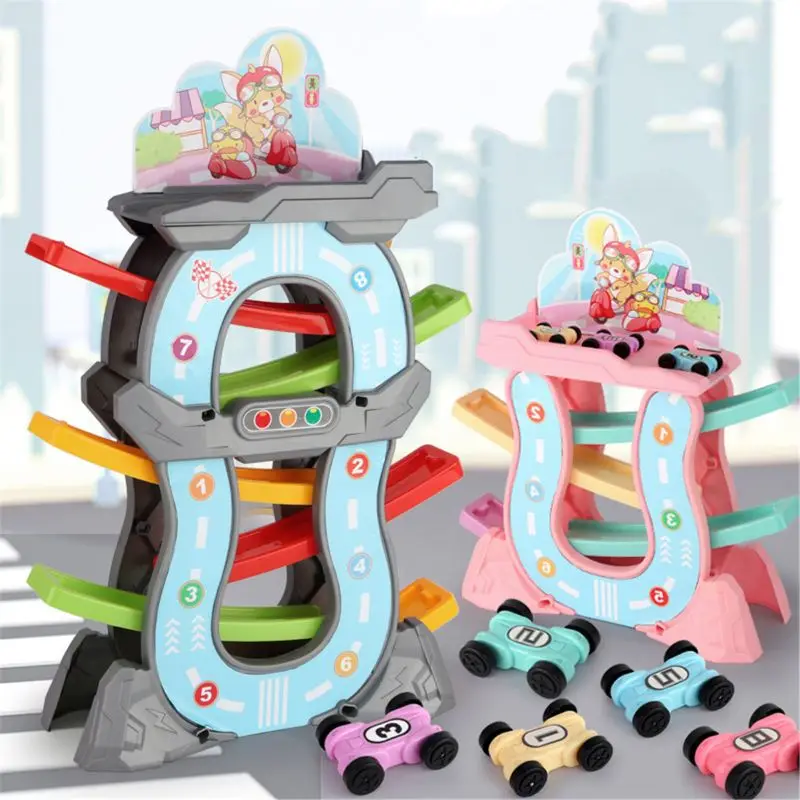 Игрушки для малышей, От 1 до 2 лет, подарки для мальчиков и девочек, гоночная дорожка, автомобиль, рампа, гонщик с 4 мини-автомобилями