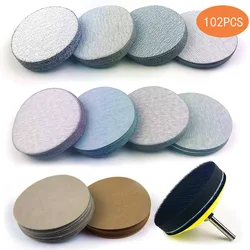 Disque de ponçage floqué auto adhésif, 3 pouces, 75mm, papier de verre étanche, pour le polissage, sec et humide, 102 pièces 