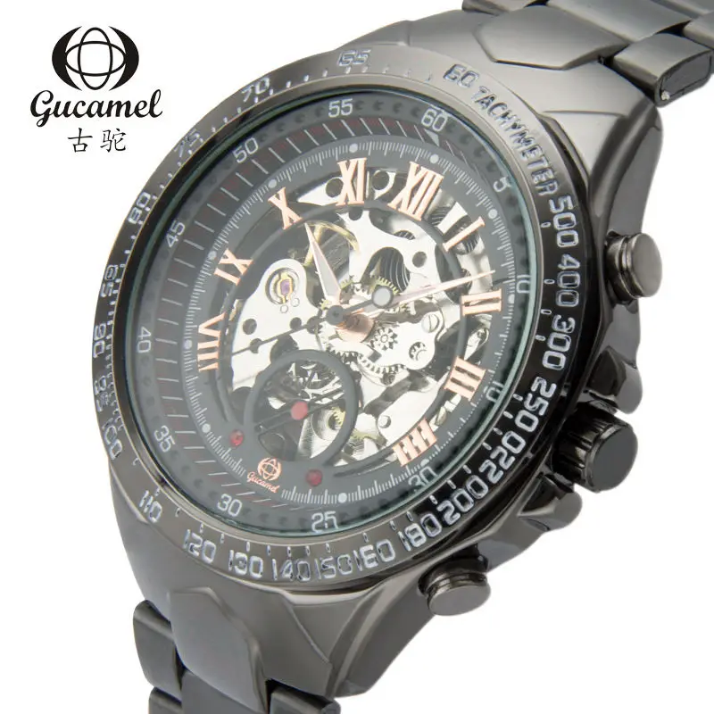 

GUCAMEL Fashion Men's Watches Brand Luxury Wristwatch Waterproof Mechanical Watch Leather Strap Male Clock Relogio Masculino