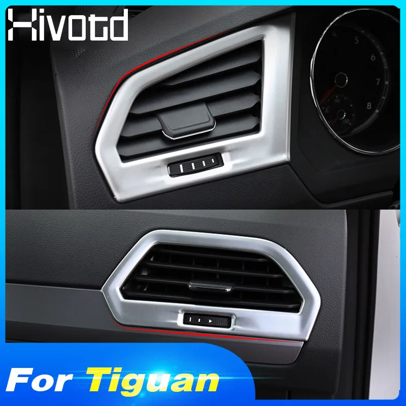 Hivotd для VW Tiguan Центральная приборная панель внутри боковой Кондиционер AC выход вентиляционный молдинг крышка матовый карбоновый аксессуар из АБС-пластика