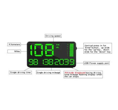 

YHY GPS speedometer hud display car hud Car Digital GPS Speedometer Vehicle Auto Hud Head up Display Meter Large Screen for Car