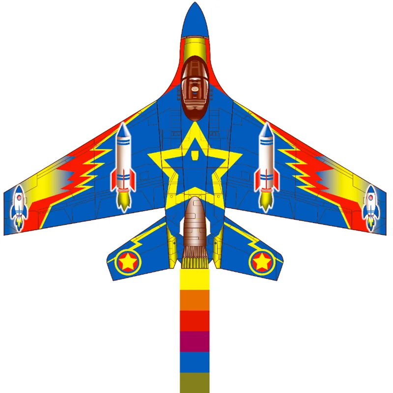large plane kite flying toys nylon ripstop fighter kite string line wei factory elf aircraft kites pilot bear