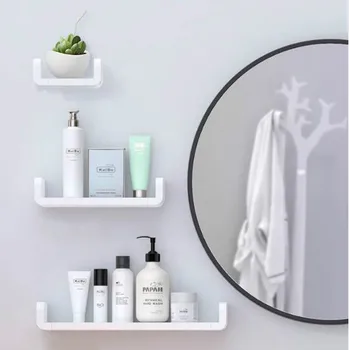 

Bathroom Rack Organizer Kitchen Plastic Shampoo Wall Mounted Storage Shelf Waterproof Practical Home Container Punch Free Toilet