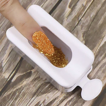 

Newest Portable Dipping Powder Magic Mirror Powder Recycling Tray White Nail Sequin Glitter Storage Box Manicure Tools