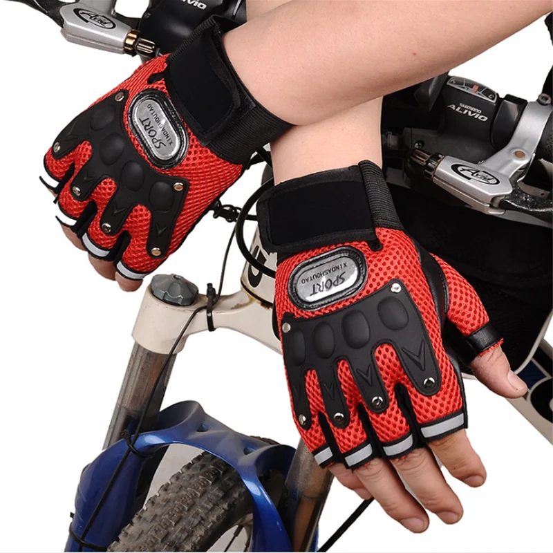 

Spring and autumn half-finger gloves men's padded mesh cycling outdoor sports gloves breathable non-slip wear-resistant