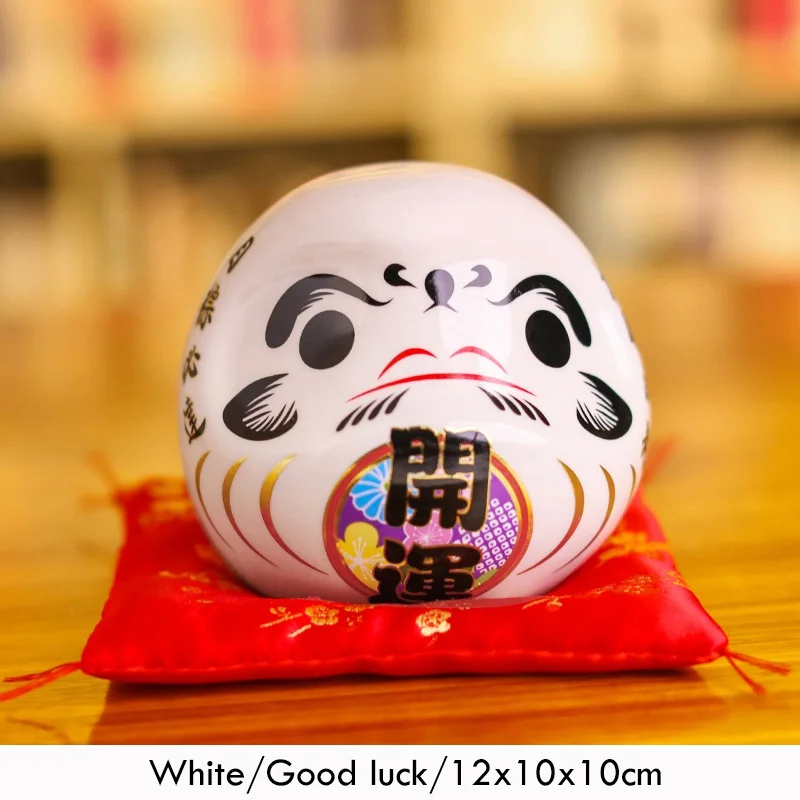 4,5 дюймов Maneki Neko Daruma орнамент керамическая статуя кота подарок для украшения дома фэн-шуй копилка - Цвет: White