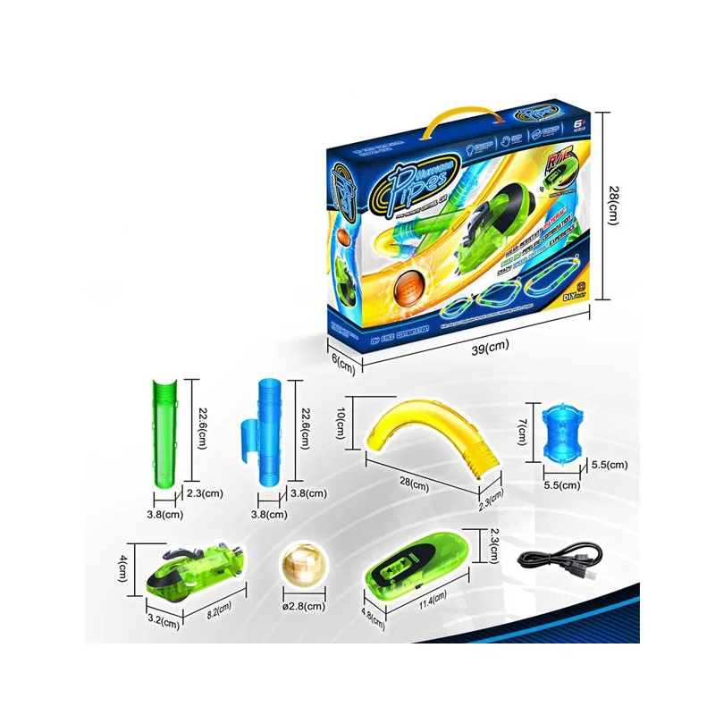 

New Style Children'S Educational Night Light Rail Car Pipeline Remote Control Car DIY Pipeline Inserted Building Blocks Model To