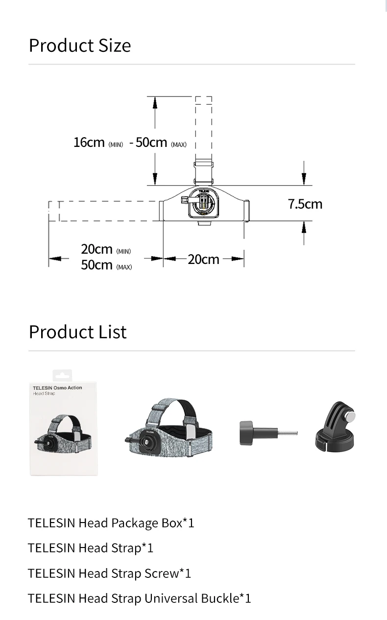 TELESIN HeadStrap for GoPro/Action