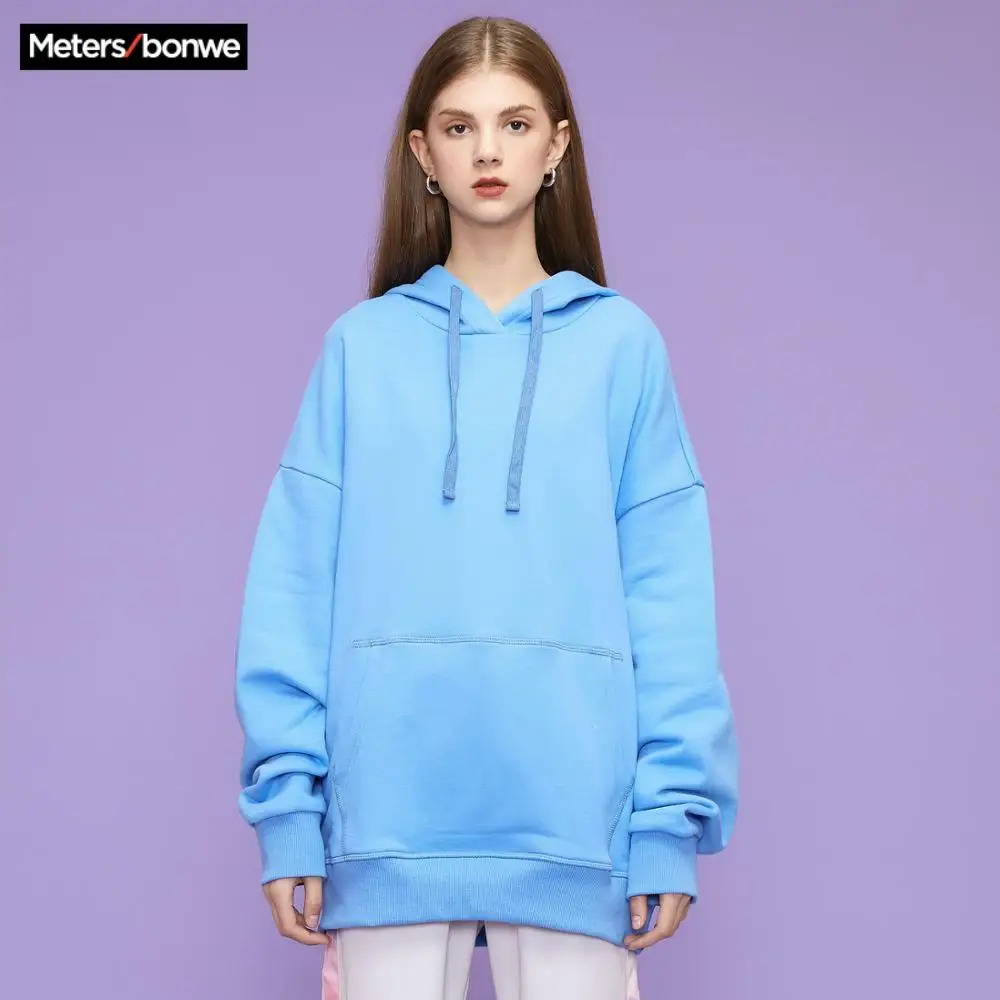 Metersbonwe толстовки для женщин Женский сплошной цвет Повседневный Свитшот плюс 2020