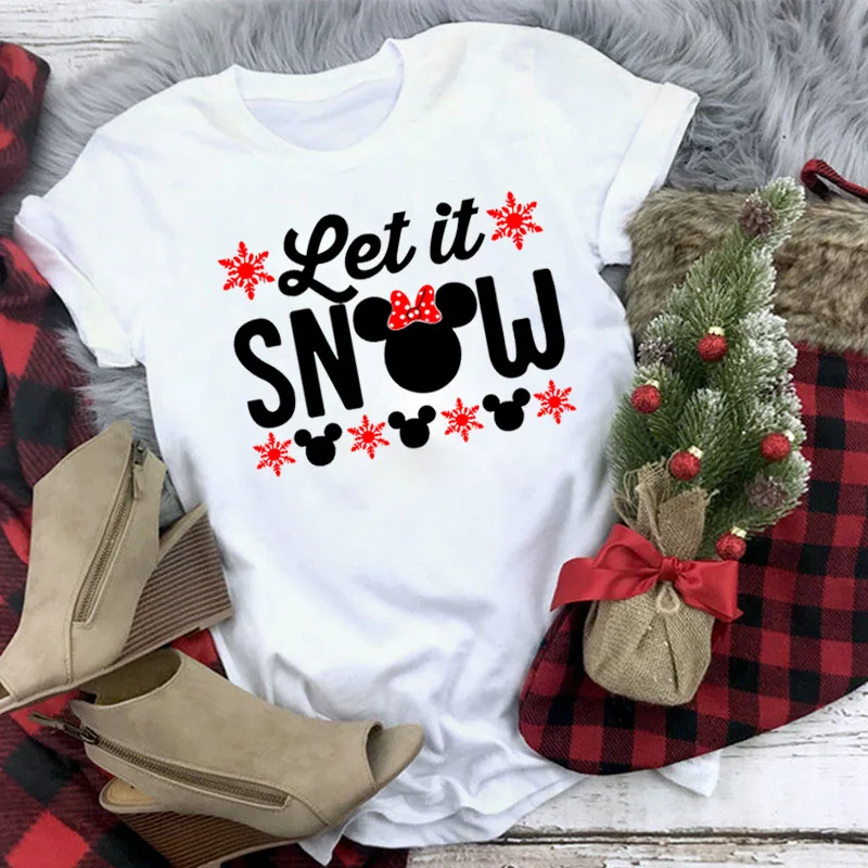 WT0303-White Рождественская футболка Для женщин T рубашки для мальчиков Модные Графический милый каваи Hipster футболка Micky женский Camiseta Mujer - Цвет: WT0303-White