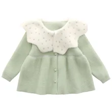 Детское платье для маленьких девочек; платье-свитер принцессы для новорожденных девочек; Осенняя трикотажная одежда; одежда для малышей; От 1 до 5 лет