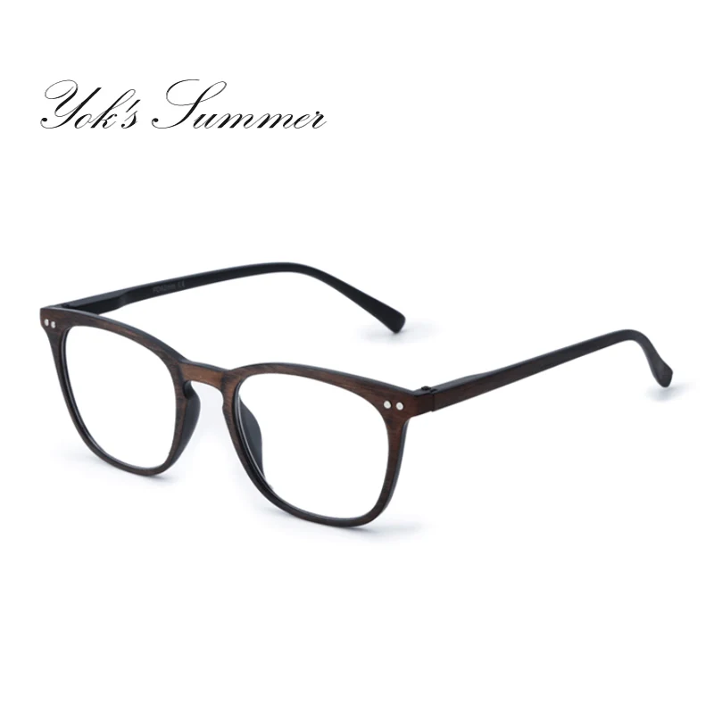 YOK'S натуральные очки для чтения в деревянной оправе квадратные бамбуковые очки для зрения ручной работы диоптрий+ 100 до+ 400 пресбиопические деревянные очки U1382 - Цвет оправы: C1 Brown Frame