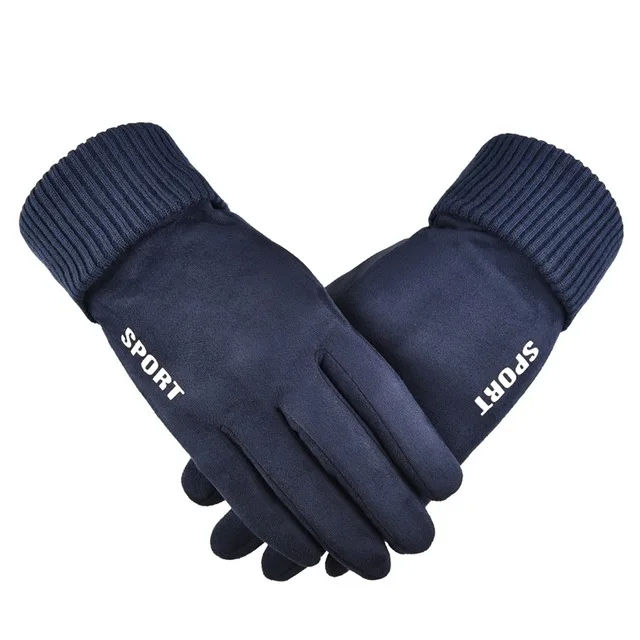 Winter Men Driving Gloves Anti Slip Windproof Thermal Warm Touchscreen Glove Breathable Winter Men's Black Suede Gloves Mittens (1)