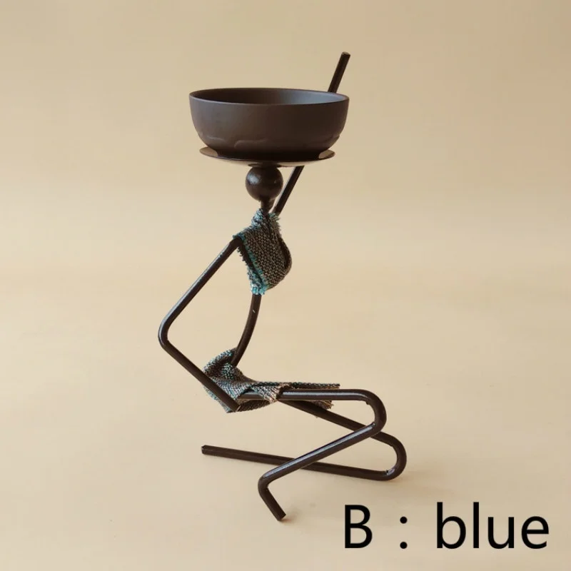 Черный Wrought Iron Candlestick African Woman Style Candlestick Metal Candle Holder Sconce Home Decor Table Art Craft Decorations - Цвет: Черный