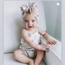 Весенняя Младенческая шапочка тюрбан шляпа младенца Хлопок большой бант лента для волос банты фотографии реквизит Кепка