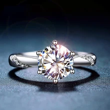 Классический 925 стерлингового серебра Moissanite кольцо 1ct IJ цветной лабораторный алмаз ювелирные изделия простой стиль кольцо на головщину