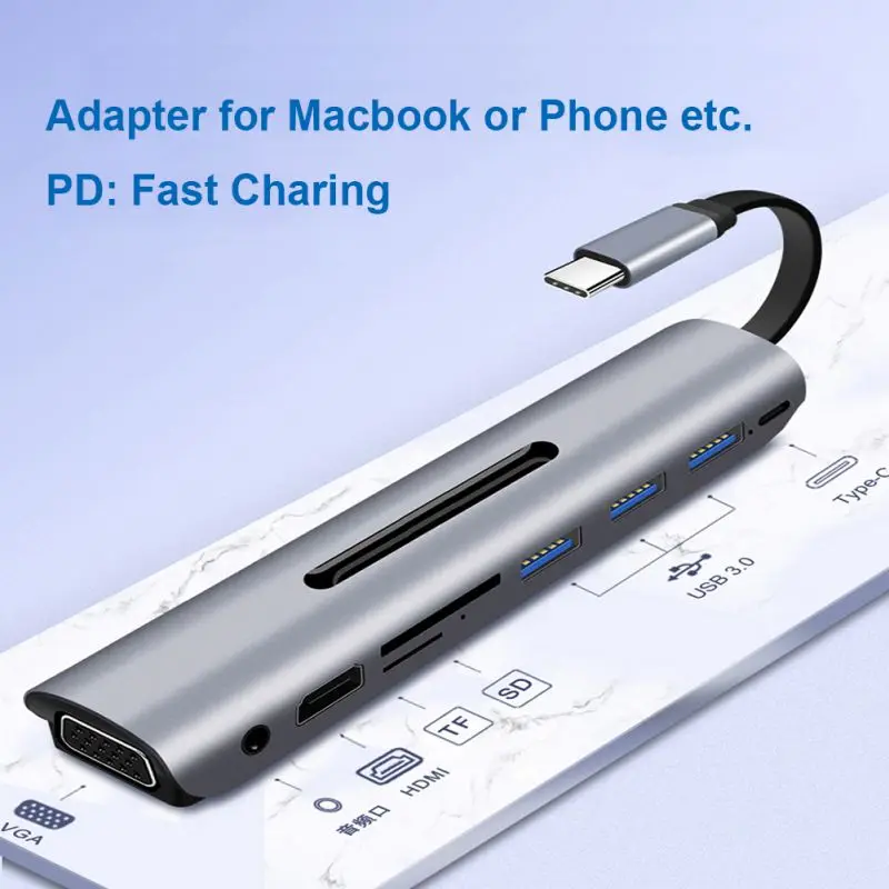  9 in 1 Thunderbolt 3 Dock USB C di Tipo HUB-c a HDMI + VGA con Audio HD Converter adattatore per Ma