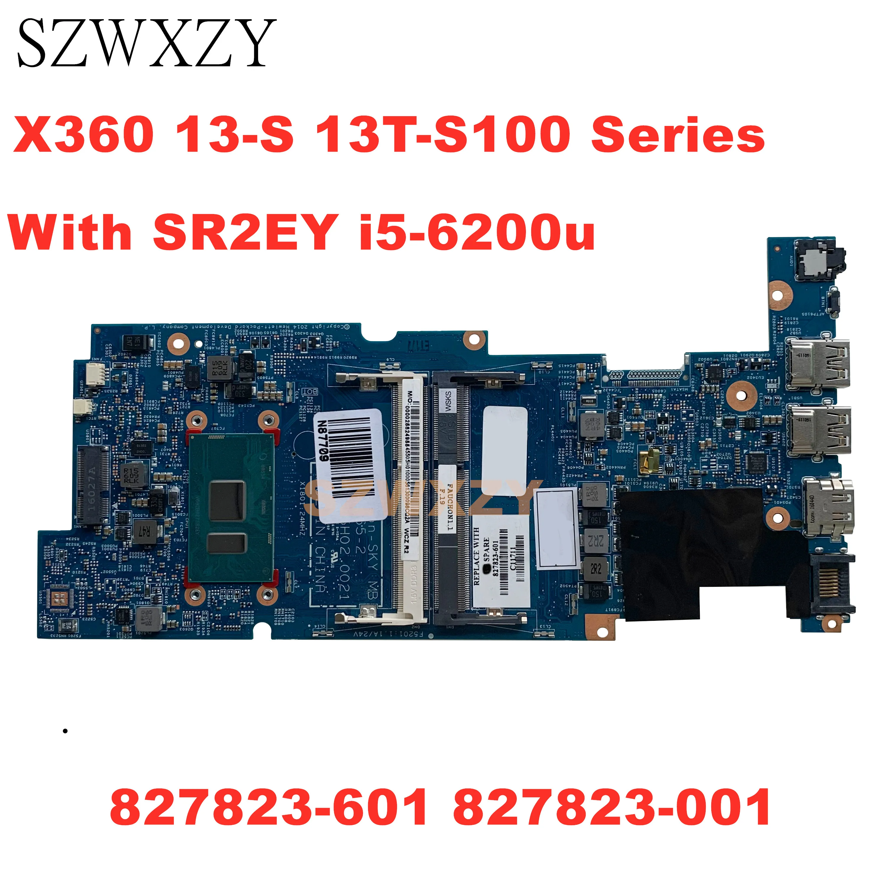 Материнская плата для ноутбука HP Pavilion X360 Convertible 13-S 13T-S100 Series с SR2EY I5-6200u 827823-601 827823-001