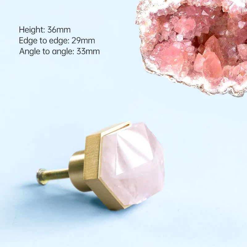 Craft Supplies & Tools Green Hexagon Quartz Stone Knob for Dressers