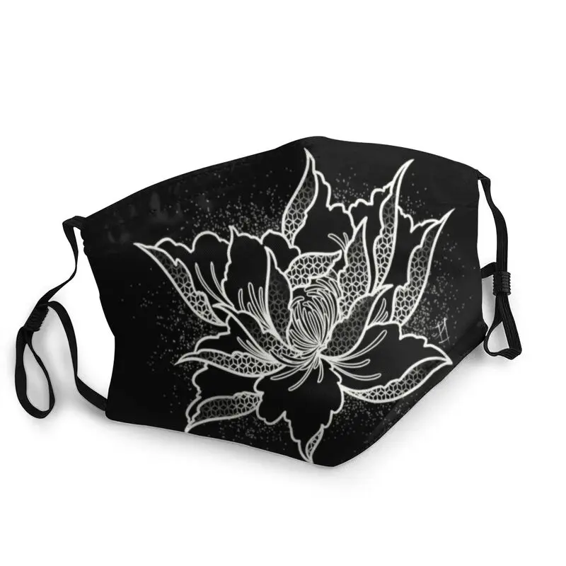 Geometric Peony Mouth Face Mask Adult Unisex Reusable Flower Pattern Men Anti Haze Protection Respirator Muffle | Аксессуары для