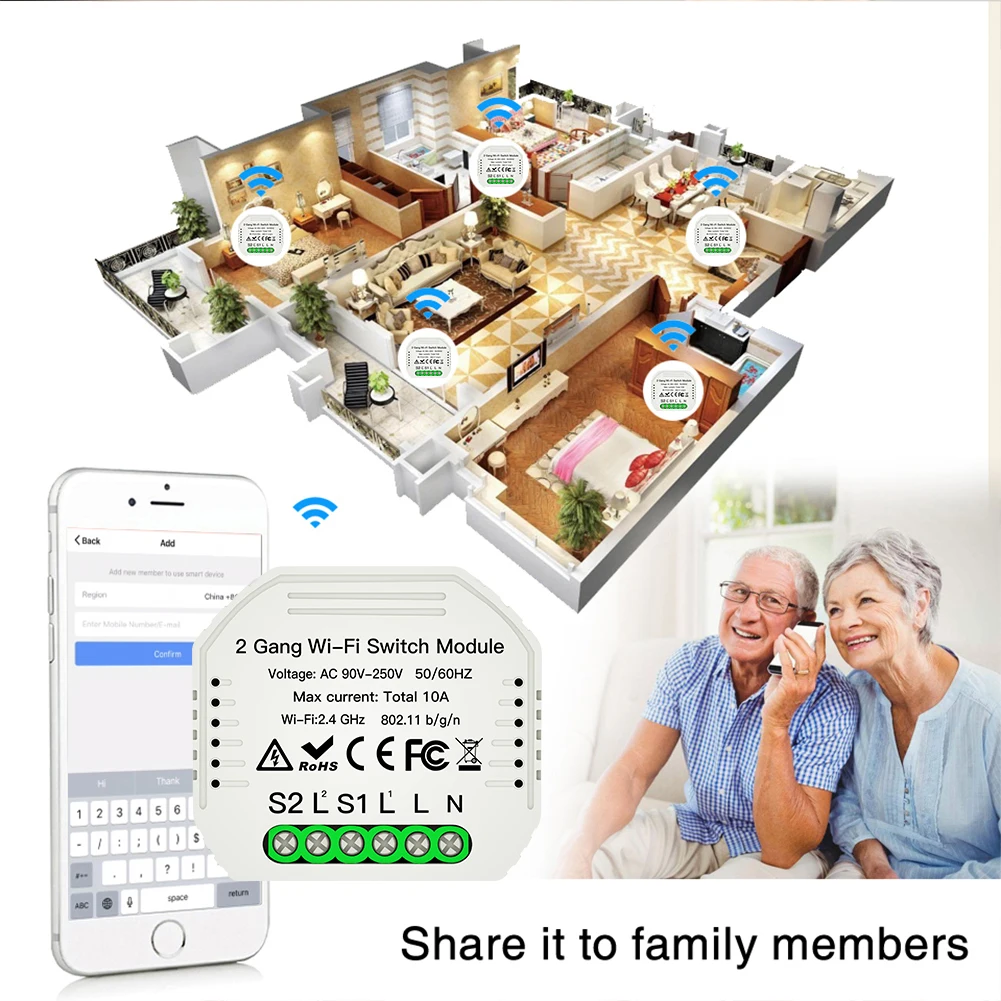 WiFi умный светильник-переключатель Diy модуль Smart Life/приложение Tuya дистанционное управление работает с Alexa Echo Google Home 2 банды 1/2 способ