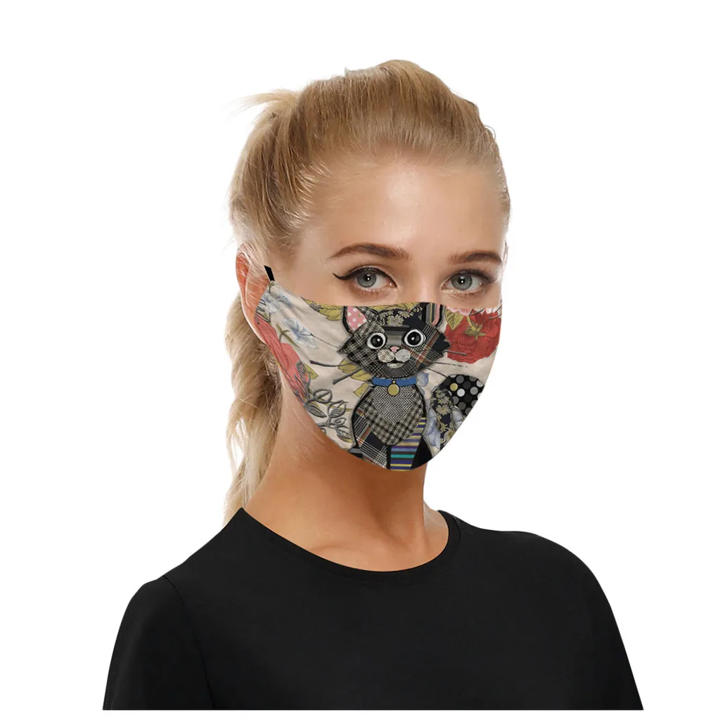 Новая модная мультяшная Милая маска кошка собака 3D печать для лица многоразовая