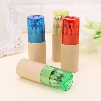 

2020 New 12Pc Wooden 12 Colors Painting Writing Pencils W/ Sharpener Mini Cute Child Gift