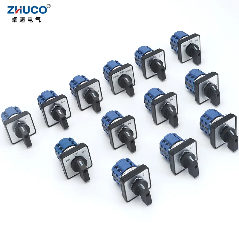 ZHUCO SZW26/LW26-20 64X64 mm 48X48 Panel mount 20A 660V 2 Pole 8 screws Power Knob Selection Cam Rotary Changeover Switch | Обустройство
