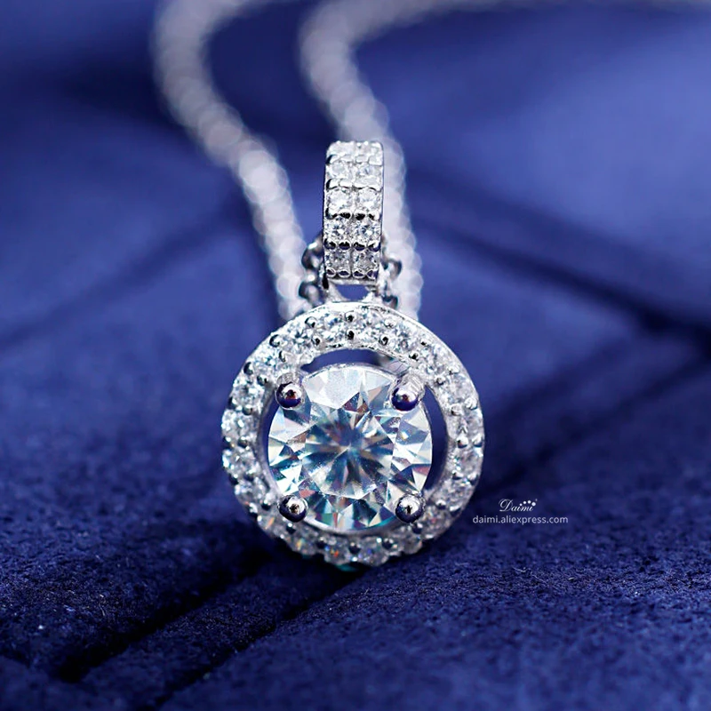 DAIMI Moisanite бриллиантовое ожерелье 1 карат D Цвет 925 пробы Серебряное ожерелье для женщин