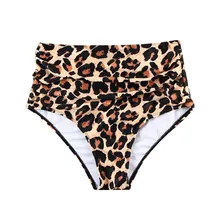 Women Sexy High Waist Bottom Swimsuit Leopard Print Swim Briefs Swimsuit One Piece Panty Underwear Swimwear Plus Size z1104