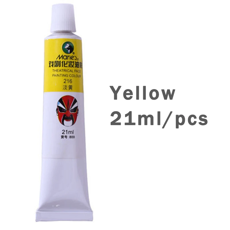 Yellow-216-1pcs Театральная маска Marie's для лица, масляная живопись, цветной пигмент, 10 цветов, 21 мл, драматическая маска для тела, вечерние/маскарадные картины, макияж, 800 - Цвет: Yellow-216-1pcs