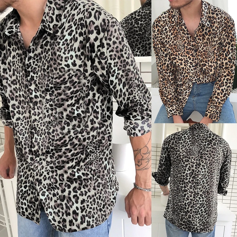 2021 Mens Fashion Leopard Print Shirt 