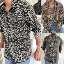 Chemise à manches longues imprimé léopard pour Homme, haut décontracté de fête, de haute qualité, collection automne 2021