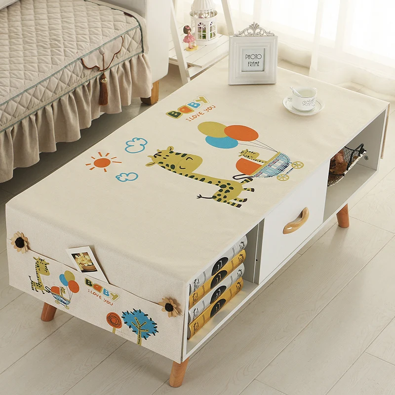 

Nordic Cartoon Pattern Tea Table Covering Cloth Living Room Rectangular Small Table Tablecloth Desk TV Cabinet Table Mat