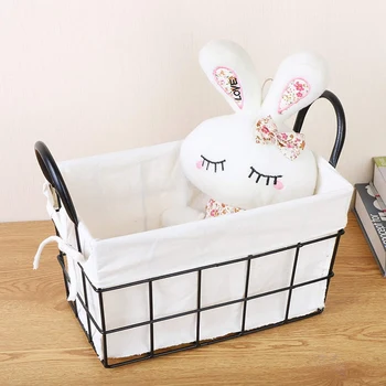 

Metal Storage Basket Office Sundries Finishing Iron Baskets Nordic Dressing Table Cosmetics Organizer Bread Basket Household