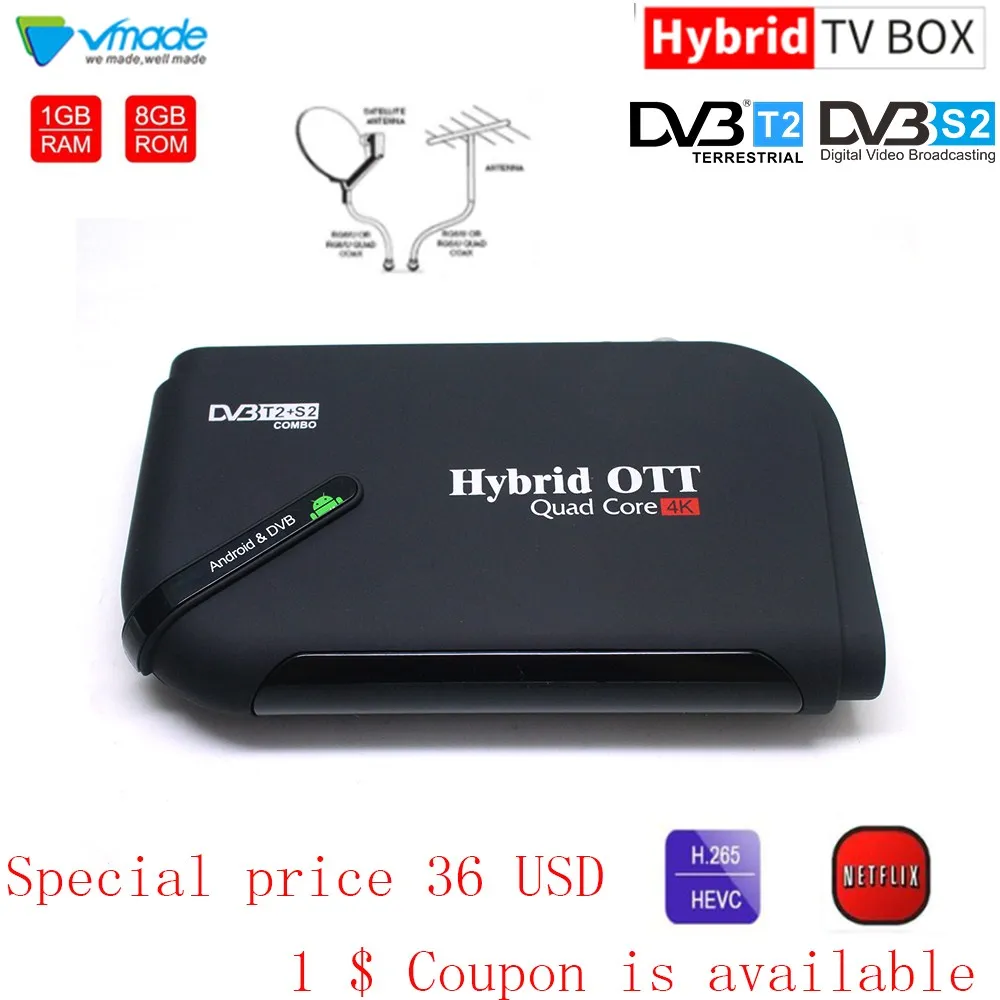  S905D-T2+S2 Android 7.1 OS Octa Core Smart TV Box 1+8GB Amlogic S905D Quad-Core Wifi 2.0GHz Terrest