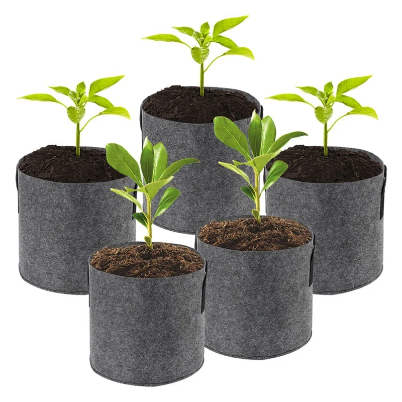 Новые садовые мешки для выращивания с ручкой из войлока серая ткань растение посадка растущий ящик растительный картофель круглый горшок