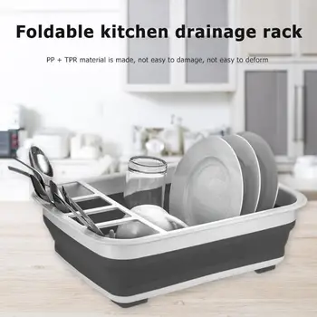 

Foldable Dish Rack Kitchen Storage Holder Drainer Bowl Tableware Plate Portable Drying Rack Home Shelf Dinnerware Organizer
