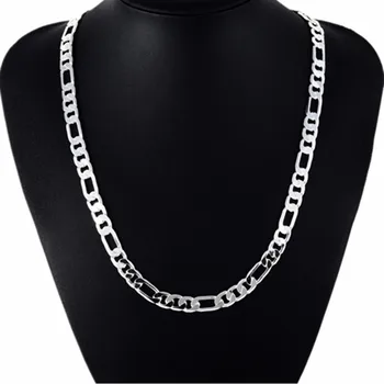 

16-30Inch 925 Silver Necklace Men Women Long Necklace Fashion Link Choker Necklace Punk Hip Hop Thick Chain Necklace Jewelry